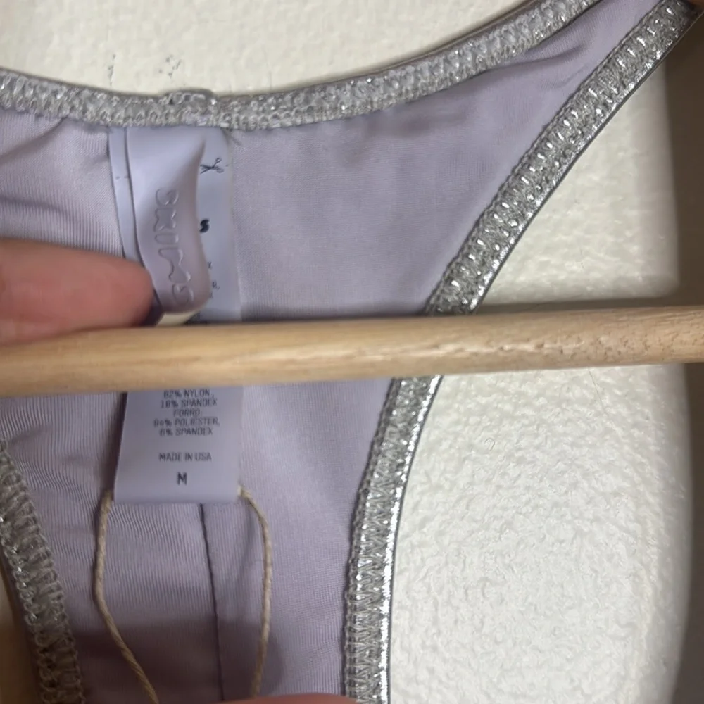 SKIMS Metallic nickel cycle Bodysuit size medium